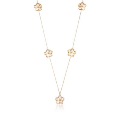Roberto Coin .14 ct. t.w. Diamond Nouveau Station Necklace in 18kt Yellow Gold. 35" &mdash; Alt Image 1