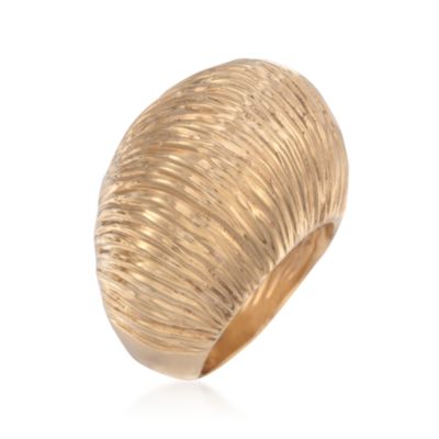 Italian Pleated Dome Ring in 14kt Yellow Gold &mdash; Alt Image 3