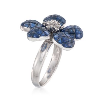 5.75 ct. t.w. Sapphire and .15 ct. t.w. Diamond Ring in 18kt White Gold. Size 8 &mdash; Alt Image 3