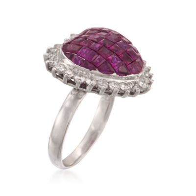 3.00 ct. t.w. Ruby and .85 ct. t.w. Diamond Heart Ring in 18kt White Gold &mdash; Alt Image 3