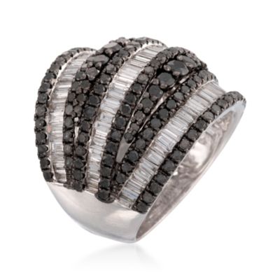1.79 ct. t.w. White and 2.76 ct. t.w. Black Diamond Multi-Row Ring in 18kt White Gold. Size 7 &mdash; Alt Image 3