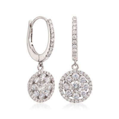 Roberto Coin 1.19 ct. t.w. Diamond Hoop Drop Earrings in 18kt White Gold &mdash; Alt Image 3