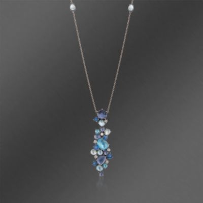 Roberto Coin 14.60 ct. t.w. Multi-Gem Necklace With Diamonds in 18kt White Gold. 18" &mdash; Alt Image 1
