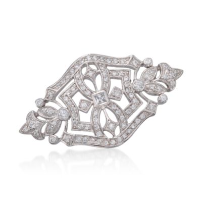 Art Deco-Style 2.10 ct. t.w. CZ Pin in Sterling Silver &mdash; Alt Image 1
