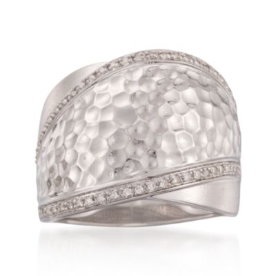 .15 ct. t.w. Diamond Hammered Band Ring in Sterling Silver &mdash; Alt Image 1