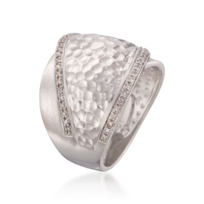 .15 ct. t.w. Diamond Hammered Band Ring in Sterling Silver &mdash; Alt Image 3