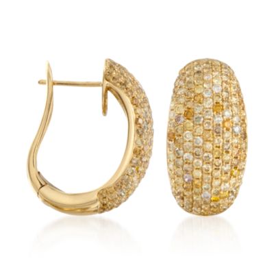 5.00 ct. t.w. Yellow and White Pave Diamond Earrings in 18kt Yellow Gold &mdash; Alt Image 1