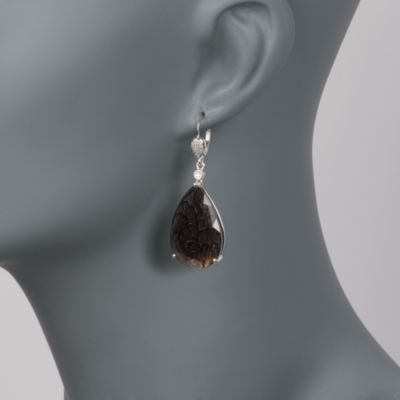 25.00 ct. t.w. Smoky Quartz and .10 ct. t.w. Diamond Drop Earrings in Sterling Silver &mdash; Alt Image 2