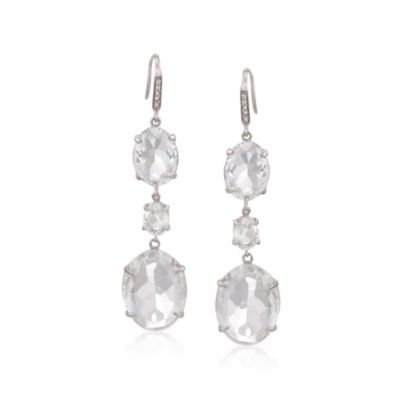 Rock Crystal and .10 ct. t.w. Diamond Triple-Drop Earrings in Sterling Silver &mdash; Alt Image 1