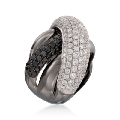 5.65 ct. t.w. Black and White Zigzag Diamond Ring in 18kt White Gold. Size 8 &mdash; Alt Image 3
