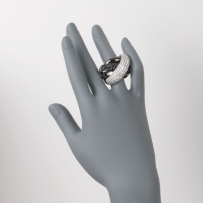 5.65 ct. t.w. Black and White Zigzag Diamond Ring in 18kt White Gold. Size 8 &mdash; Alt Image 2