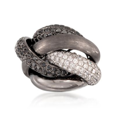 4.50 ct. t.w. Black and White Diamond Knot Ring in 18kt White Gold &mdash; Alt Image 1