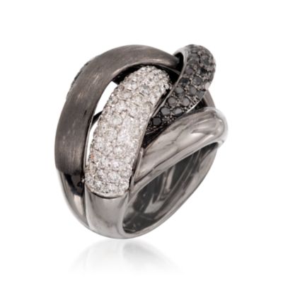 4.50 ct. t.w. Black and White Diamond Knot Ring in 18kt White Gold &mdash; Alt Image 3