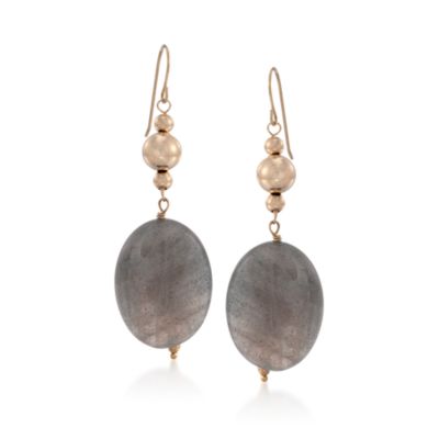 Labradorite Earrings in 14kt Yellow Gold &mdash; Alt Image 1