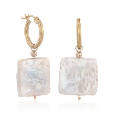 14kt Gold Hoop Earrings With Interchangeable Pearl Drops &mdash; Alt Image 4