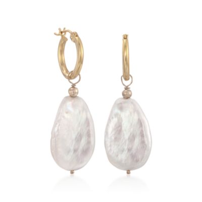14kt Gold Hoop Earrings With Interchangeable Pearl Drops &mdash; Alt Image 5