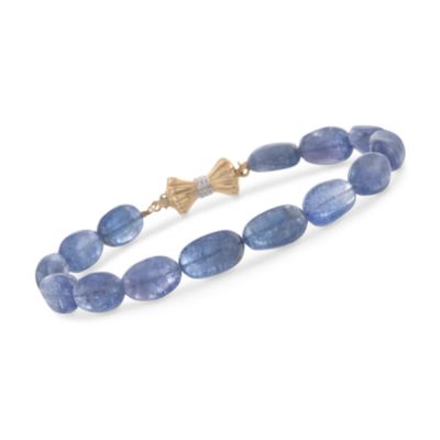 65.00 ct. t.w. Tanzanite Bead Bracelet in 14kt Yellow Gold. 7.5" &mdash; Alt Image 1