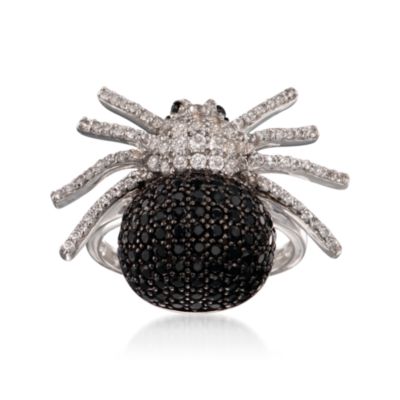 .70 ct. t.w. White Topaz and Black Spinel Spider Ring in Sterling Silver &mdash; Alt Image 1