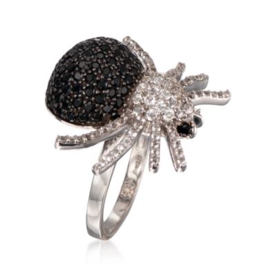 .70 ct. t.w. White Topaz and Black Spinel Spider Ring in Sterling Silver &mdash; Alt Image 3