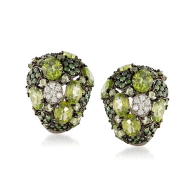 Roberto Coin 15.65 ct. t.w. Multi-Gem Half-Hoop Earrings in 18kt White Gold &mdash; Alt Image 1