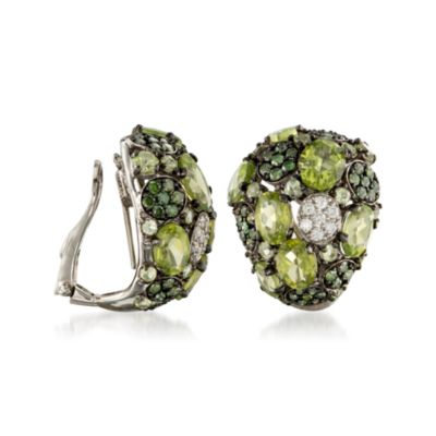 Roberto Coin 15.65 ct. t.w. Multi-Gem Half-Hoop Earrings in 18kt White Gold &mdash; Alt Image 3