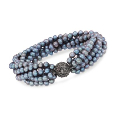 Gray Pearl and 2.65 ct. t.w. Diamond Bracelet With Sterling Silver &mdash; Alt Image 1