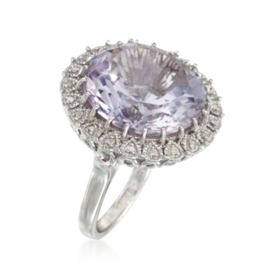 18.00 ct. t.w. Rose De France Amethyst and .10 ct. t.w. Diamond Cocktail Ring in Sterling Silver &mdash; Alt Image 3