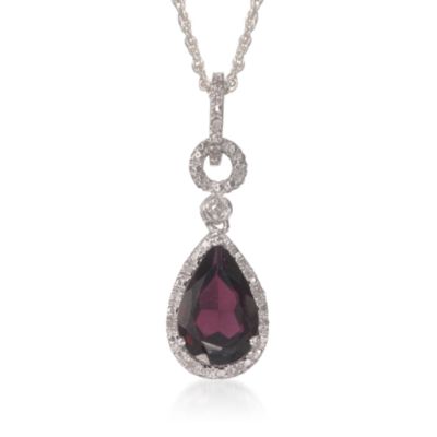 3.20 Carat Pear-Shaped Garnet and Diamond Necklace in Sterling Silver &mdash; Alt Image 1