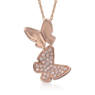.13 ct. t.w. Diamond Butterfly Necklace in 14kt Rose Gold &mdash; Alt Image 1