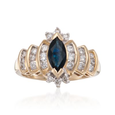 C. 1980 Vintage .75 Carat Sapphire Ring With Diamonds in 14kt Yellow Gold. Size 7 &mdash; Alt Image 1