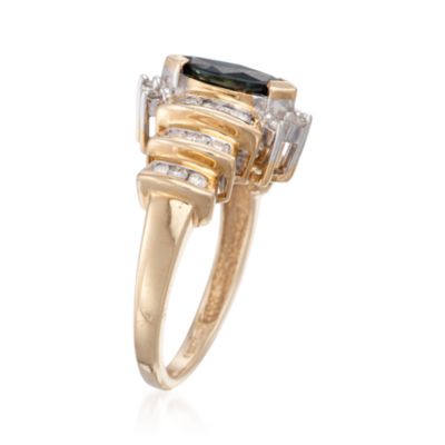 C. 1980 Vintage .75 Carat Sapphire Ring With Diamonds in 14kt Yellow Gold. Size 7 &mdash; Alt Image 3