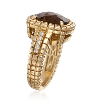 C. 2000 Vintage Charles Krypell Cognac Quartz and Diamond Ring in 18kt Yellow Gold. Size 7.25 &mdash; Alt Image 3