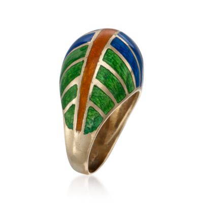 C. 1980 Vintage 18kt Yellow Gold Ring With Enamel. Size 7 &mdash; Alt Image 3