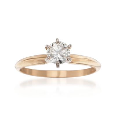 C. 1980 Vintage .45 Carat Diamond Solitaire Ring in 14kt Yellow Gold. Size 6 &mdash; Alt Image 1