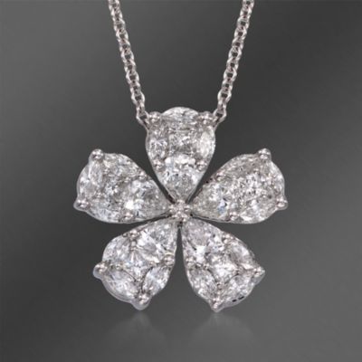 Simon G. 1.10 ct. t.w. Floral Diamond Pendant Necklace in 18kt White Gold. 18" &mdash; Alt Image 1