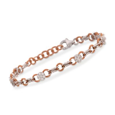 Simon G. .71 ct. t.w. Twist Link Diamond Bracelet in 18kt Two-Tone Gold. 7" &mdash; Alt Image 1