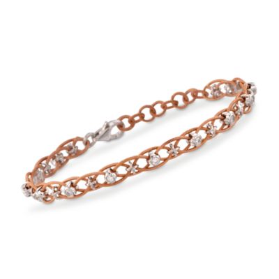 Simon G. .39 ct. t.w. Fancy Link Diamond Bracelet in 18kt Two-Tone Gold. 7" &mdash; Alt Image 1