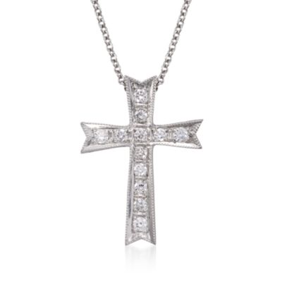 Simon G. .21 ct. t.w. Diamond Cross Pendant Necklace in 18kt White Gold. 18" &mdash; Alt Image 1
