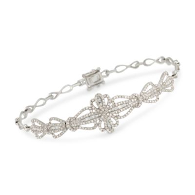 1.21 ct. t.w. Antique-Style Diamond Ribbon Bracelet in 14kt White Gold. 7.5" &mdash; Alt Image 1