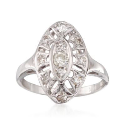 C. 1990 Vintage .50 ct. t.w. Diamond Dinner Ring in 14kt White Gold. Size 6.25 &mdash; Alt Image 1