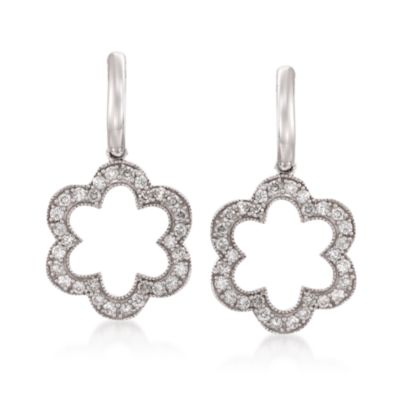 1.00 ct. t.w. Diamond Flower Earrings in 14kt White Gold &mdash; Alt Image 1