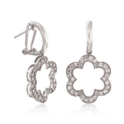 1.00 ct. t.w. Diamond Flower Earrings in 14kt White Gold &mdash; Alt Image 3