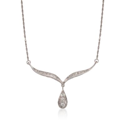 C. 1950 Vintage 1.15 ct. t.w. Diamond Necklace in 14kt White Gold. 15.25" &mdash; Alt Image 1