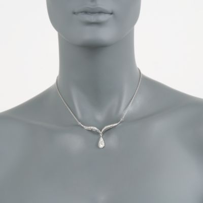 C. 1950 Vintage 1.15 ct. t.w. Diamond Necklace in 14kt White Gold. 15.25" &mdash; Alt Image 2