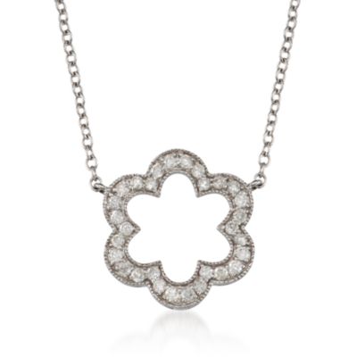 .50 ct. t.w. Diamond Flower Necklace in 14kt White Gold &mdash; Alt Image 1