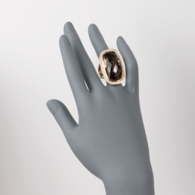 40.00 Carat Rectangular Smoky Quartz and 1.00 ct. t.w. Diamond Ring in 14kt Yellow Gold &mdash; Alt Image 2
