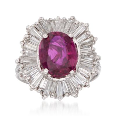 C. 1975 Vintage Ruby and Diamond Ring in Platinum. Size 5.5 &mdash; Alt Image 1