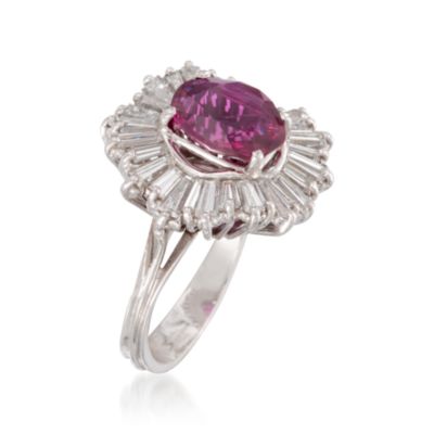 C. 1975 Vintage Ruby and Diamond Ring in Platinum. Size 5.5 &mdash; Alt Image 3
