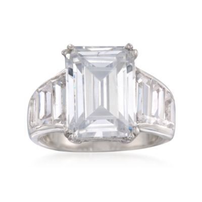 10.45 ct. t.w. Emerald-Cut and Baguette CZ Ring in Sterling Silver &mdash; Alt Image 1