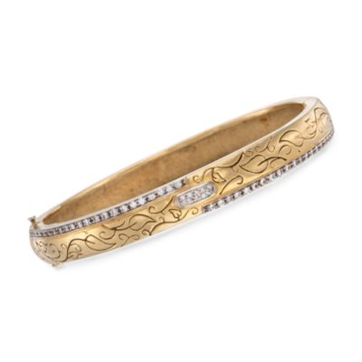 C. 1980 Vintage .75 ct. t.w. Diamond Bangle Bracelet in 18kt Yellow Gold. 6.5" &mdash; Alt Image 1